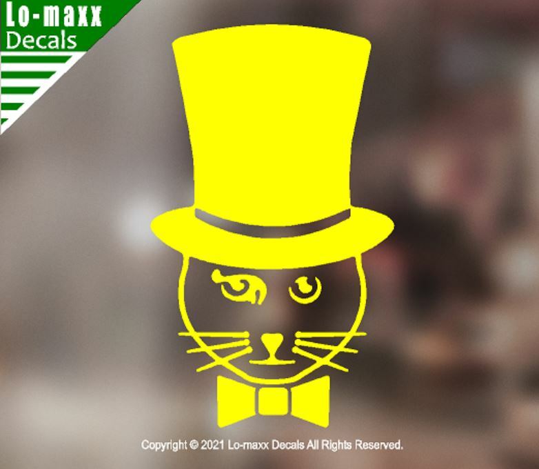 Top Hat Cat Kitty Car Truck Window Whimsical High Quality Die Cut Vinyl Decal