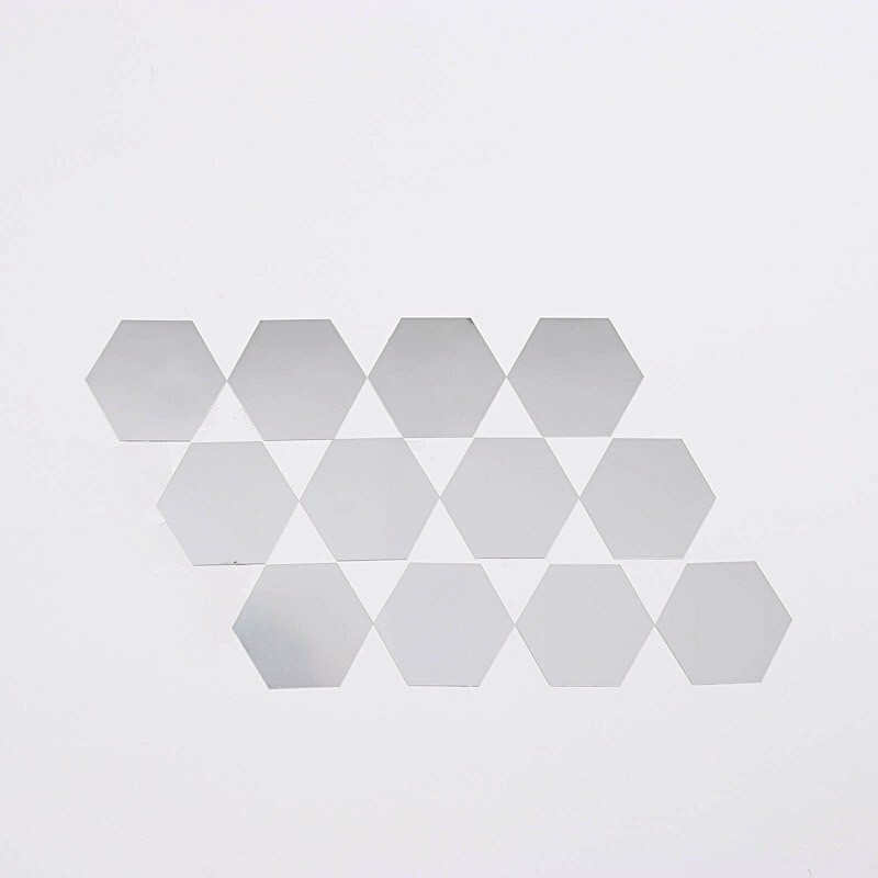 Hexagon 12 Silver 7" MIRROR STICKERS Acrylic WALL DECALS Dorm Rooms Decorations