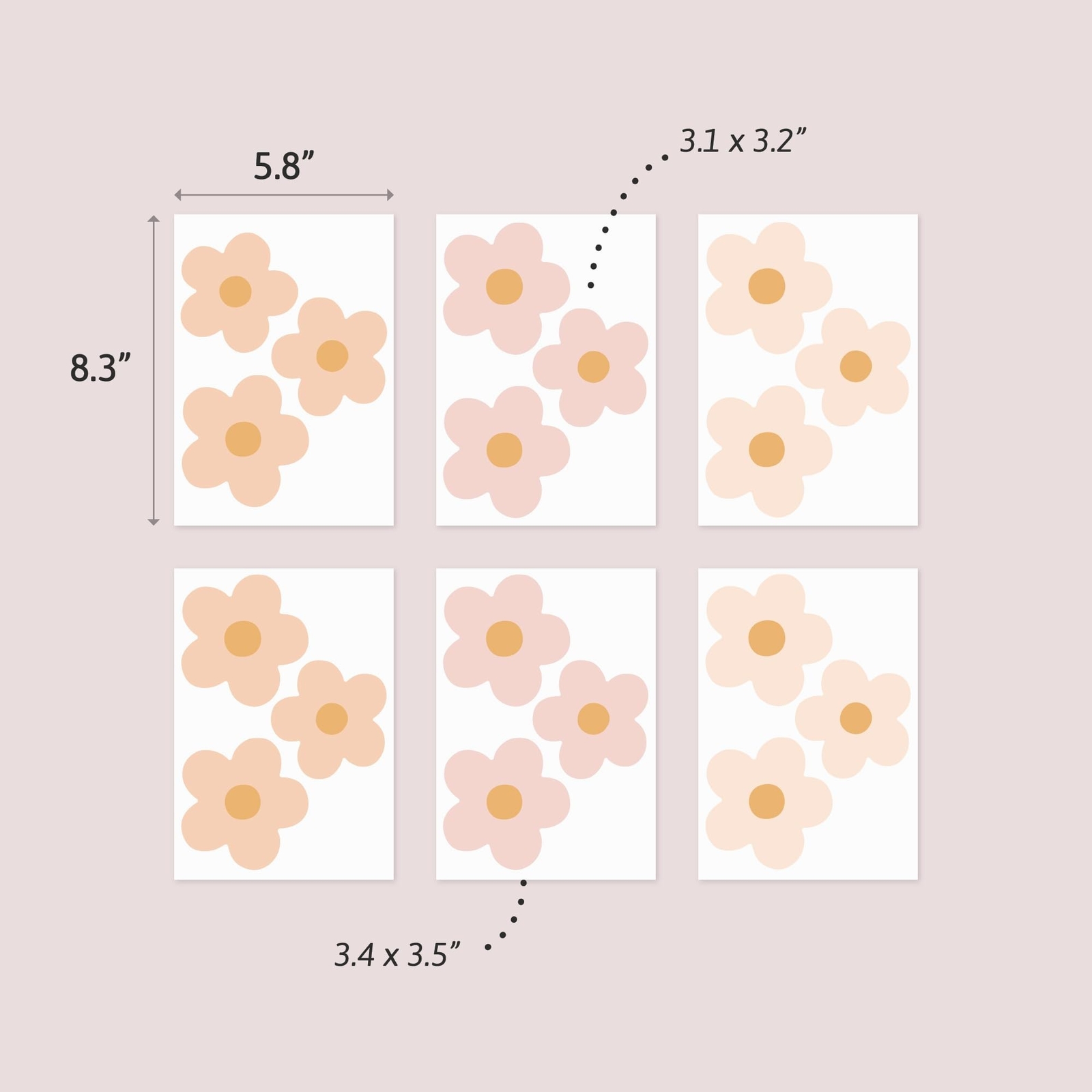 Daisy Blush Pink Boho Flowers Decals – Easy-to-Apply & Removable Wall Sticker…