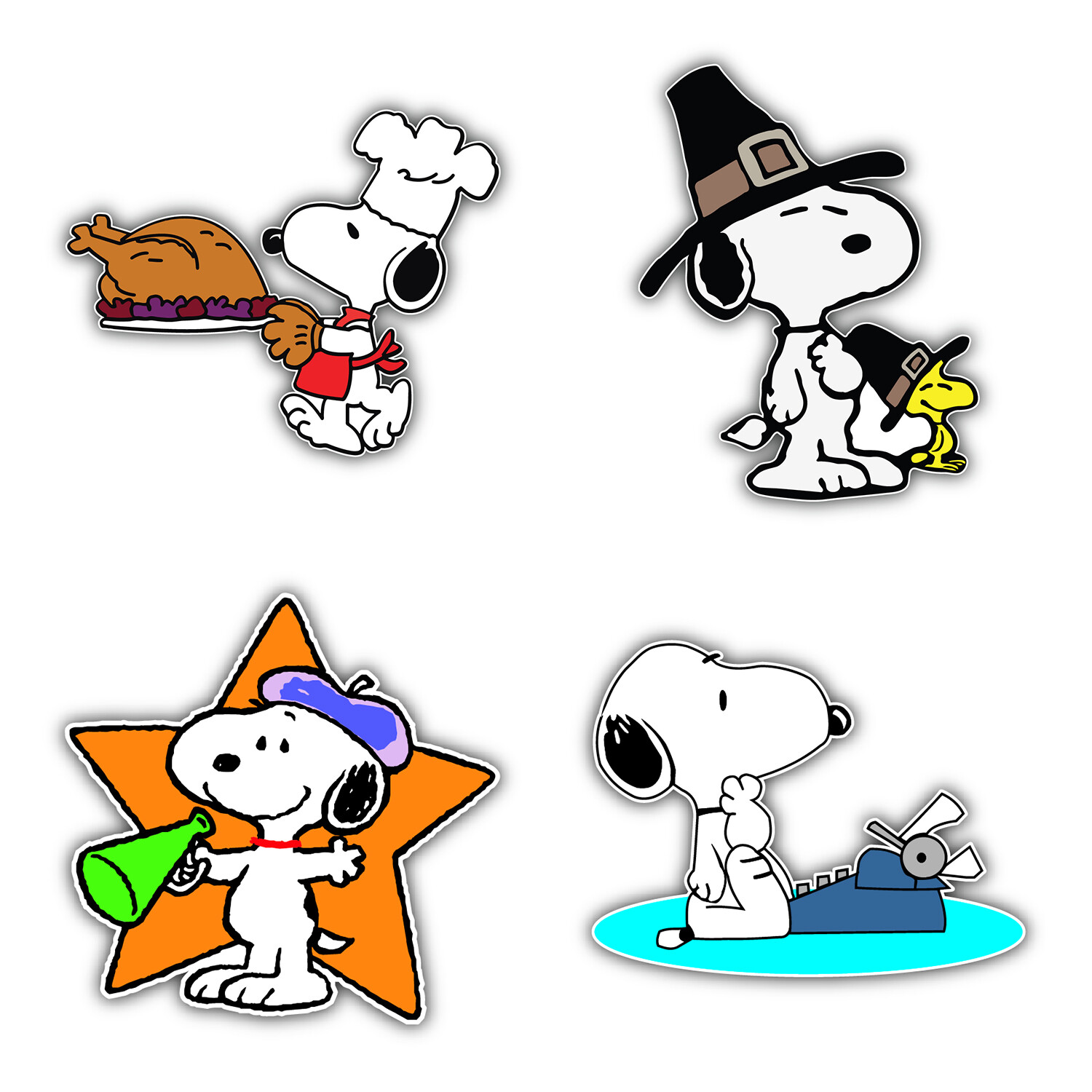 Peanuts Cartoon Set Of 4 Vinyl Sticker Decal – 5" longer side ID:12