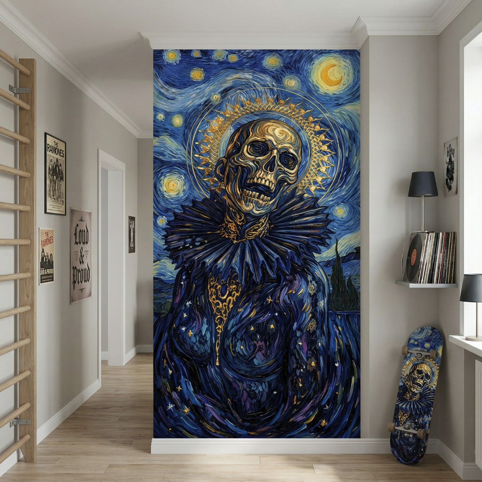 Darkness in Van Gogh's Starry Night Door Wrap, 1-piece Laminated Sticker Mural