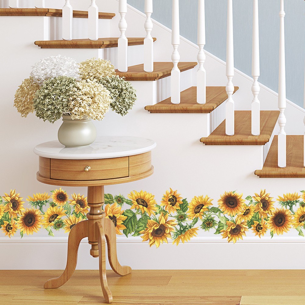 Wall Sticker Sunflower Edge Line 1 Set 5.5*44.8inch Matte Effect Removable