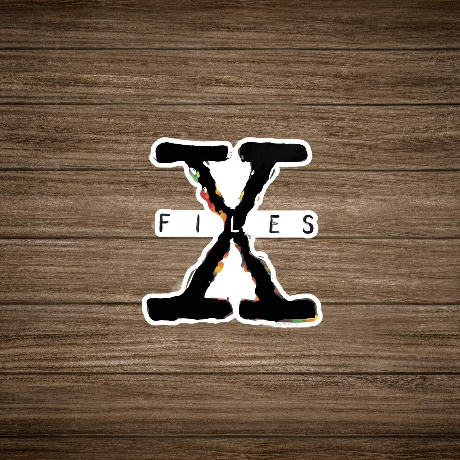 X-Files Inspired Distressed Watercolor Letter Sticker – Unique Sci-Fi Gift Idea