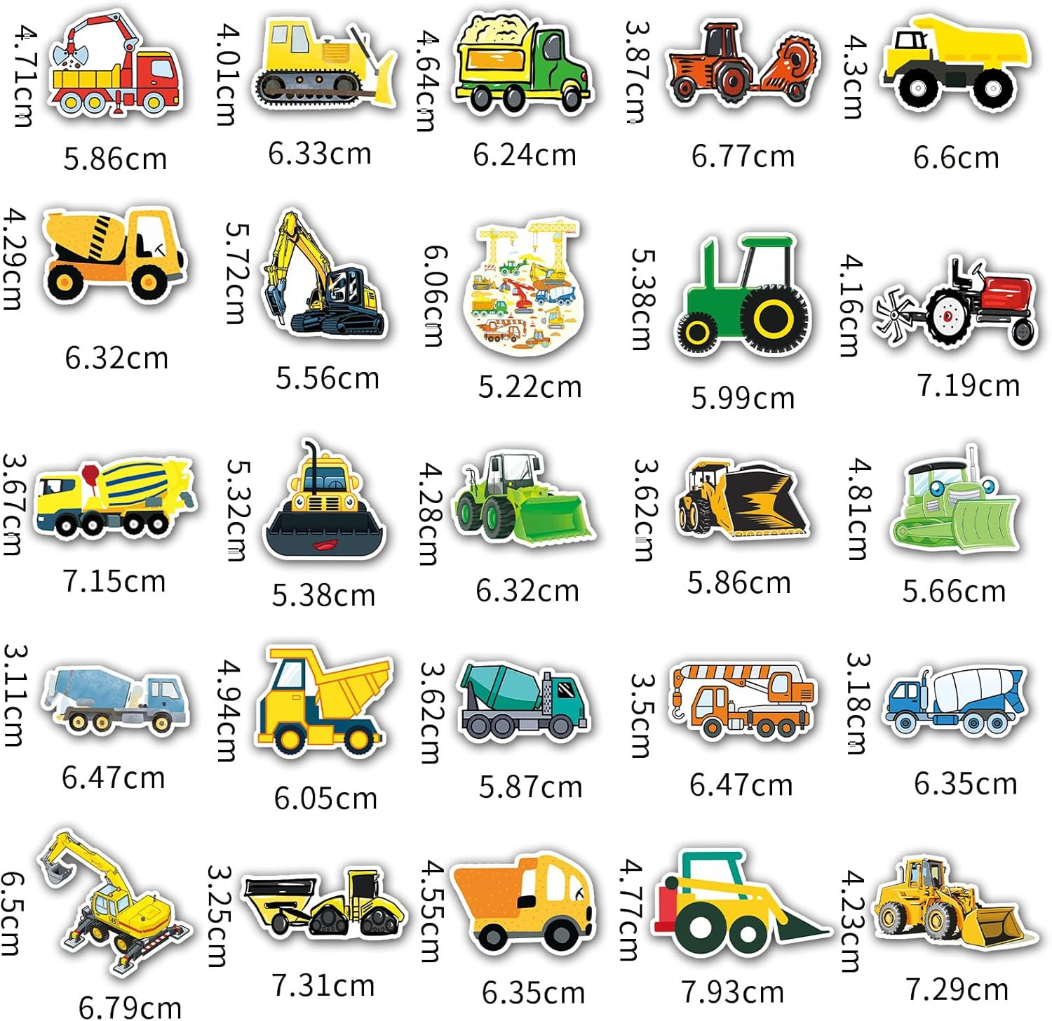 105 Pack Construction Stickers, Truck and Digger Decals for Party Favors