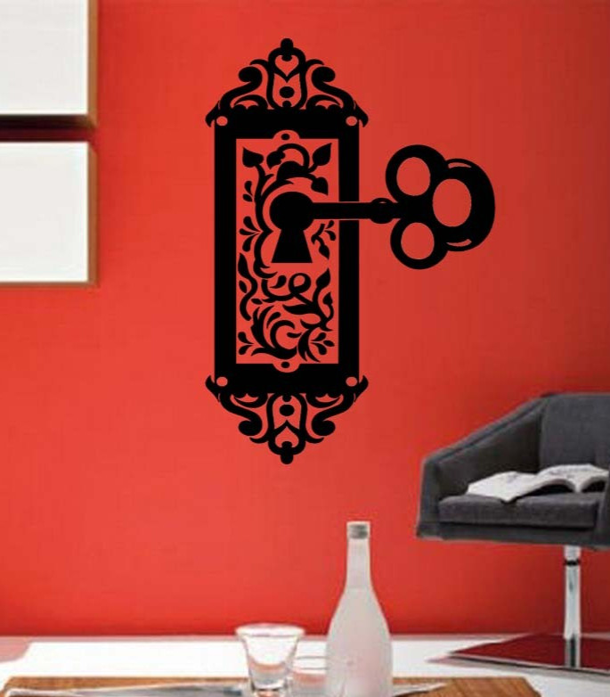 Antique Key In Lock Vinyl Wall Sticker Decal