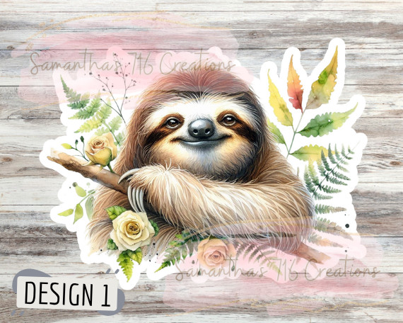Sloth Vinyl Stickers 3" For Laptops, Cups, Etc. Indoor, Water Resistant
