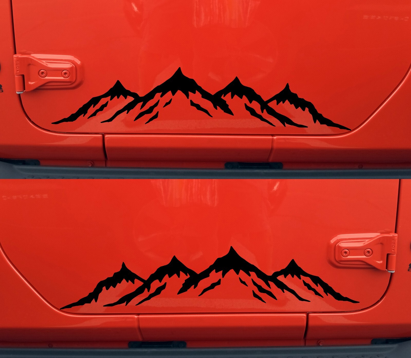 Set of two Mountain Scenes Vinyl Decals V4 Mirrored Hiking Traveling RV Graphics