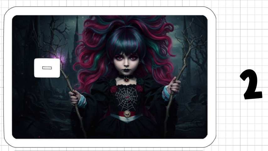 Goth Girl Credit Debit ATM Card Skin Stickers Emo Witch Unicorn Rainbow Gothic