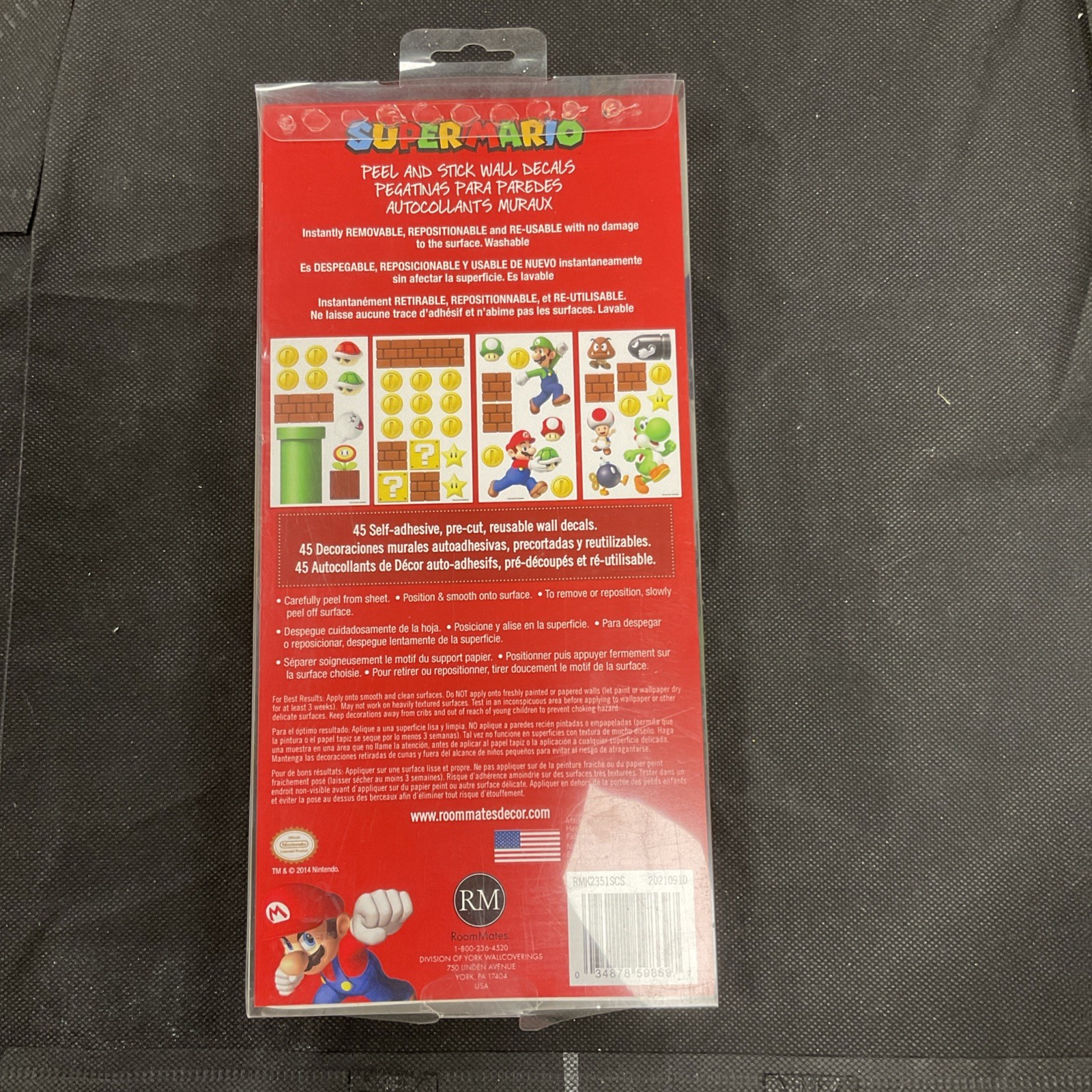 Nintendo Super Mario Wall Decals 45 Removable Peel and Stick RoomMates 2022