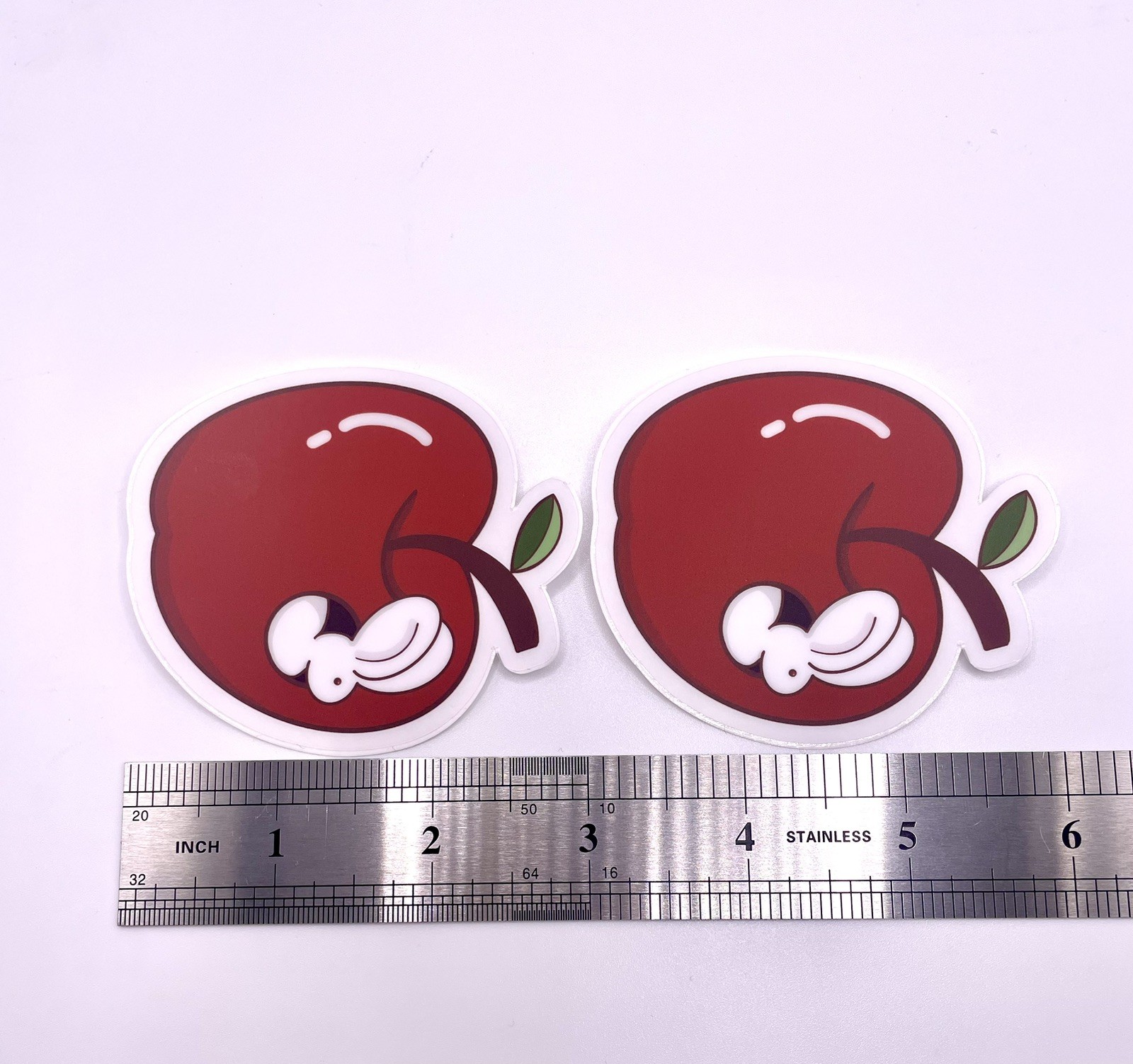 TWO 2.5 By 3 Vinyl Rabbit In Apple CLEAR Stickers Original Art Water Resistant