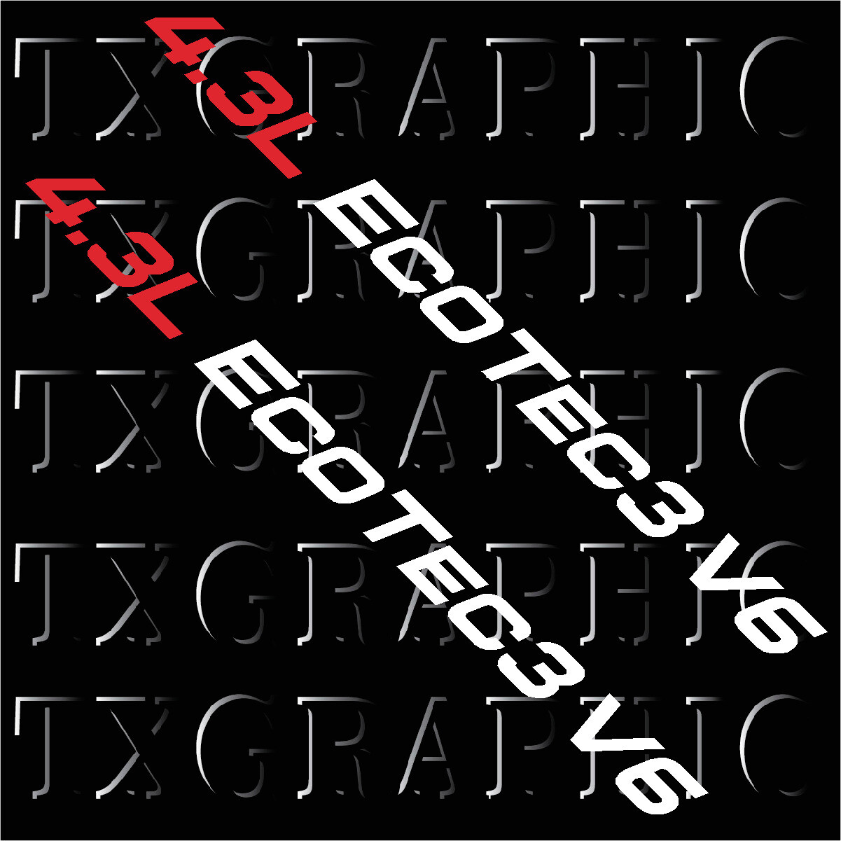 4.3L EcoTec3 V6 DECAL GMC Chevrolet ENGINE SIZE STICKERS , 1 SET OF 2