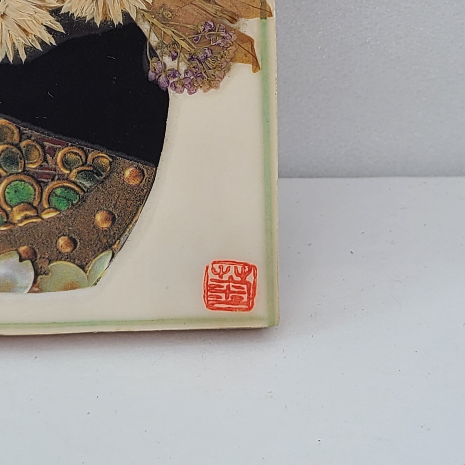 Set of 5 Asian Pressed Flower Art Panels Botanical Oshibana Style Wall Hanging