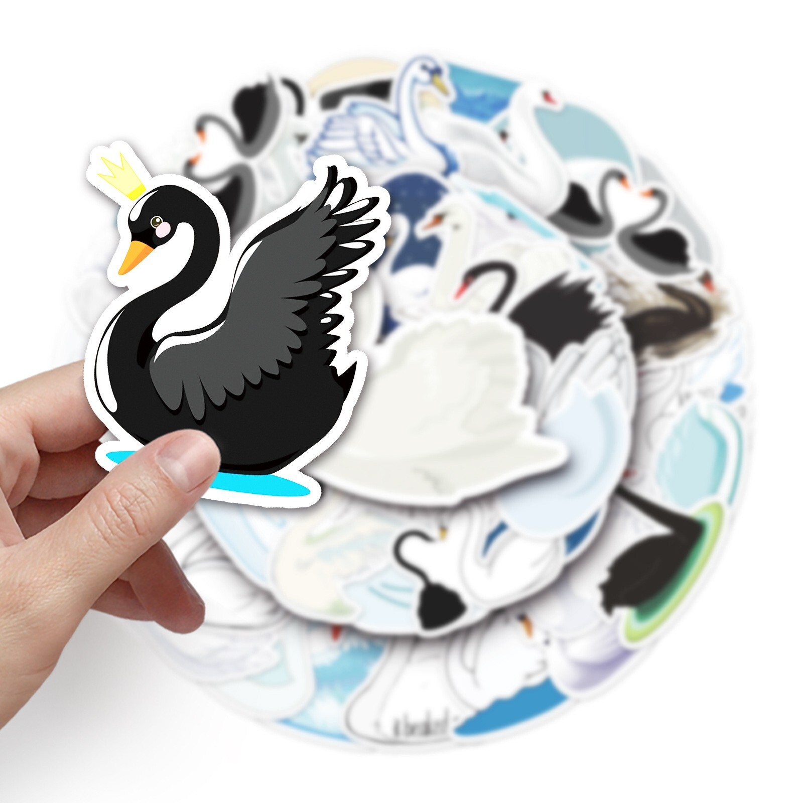 50pcs SWAN Stickers, Cute Animal Water Bottle Laptop No Residue Sticker, #212