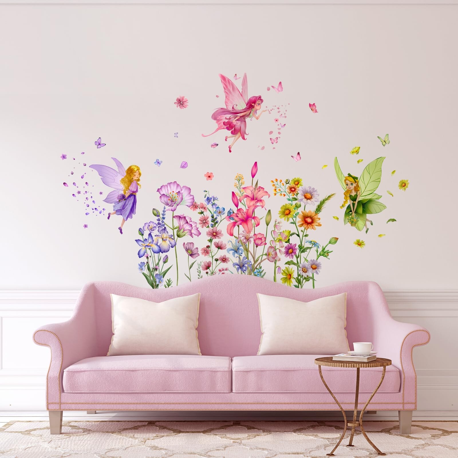 Supzone Flower Fairy Wall Stickers Butterfly Girl Wall Decals Removable Vinyl…