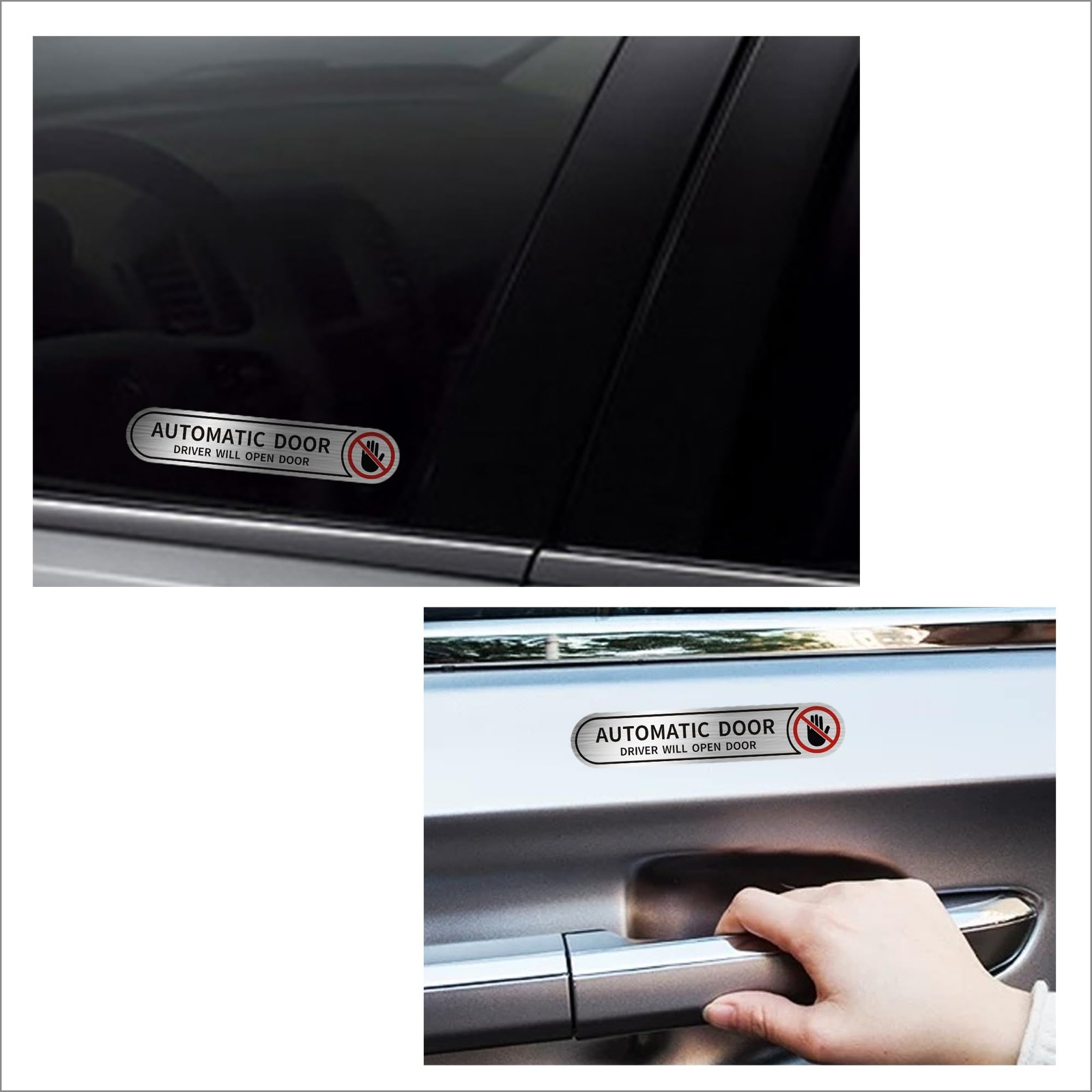 8 Pieces Automatic Door Driver Will Open Door Stickers for Cars, Brushed Silv…