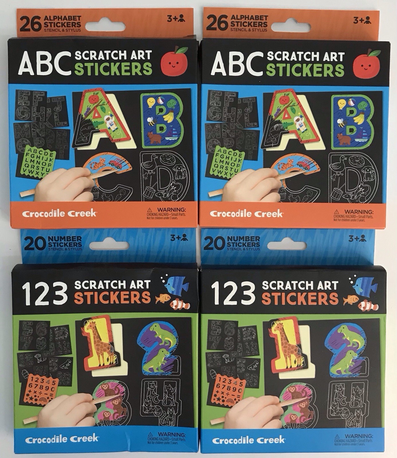 Crocodile Hunter ABC Scratch Art Sticker x 2 & 123 Scratch Art Stickers x 2 NEW
