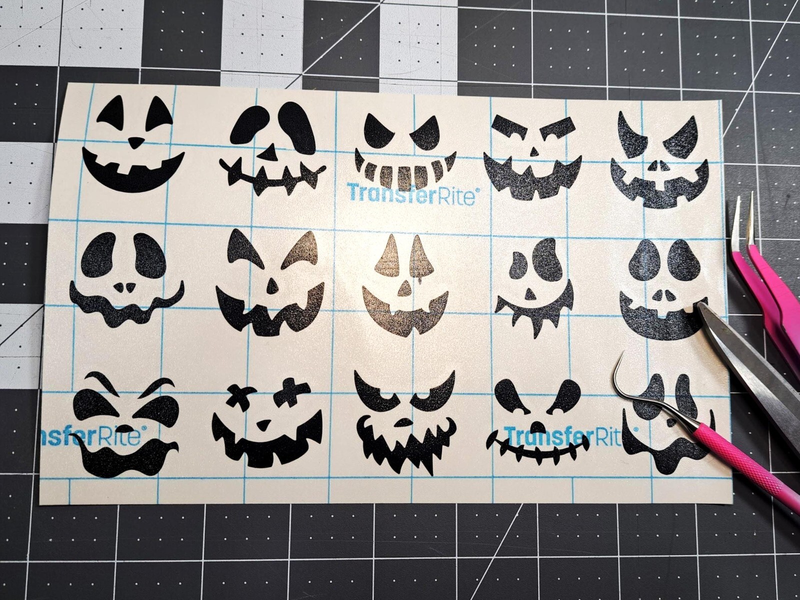 Halloween Pumpkin Faces Mini Stickers Decal Sheet 15 Different Vinyl Spooky Face