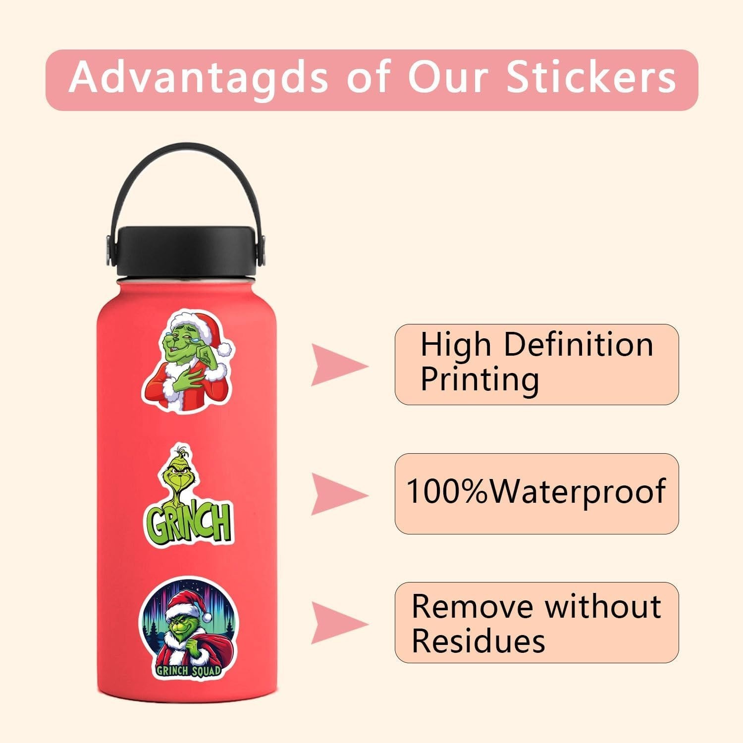 105PCS Christmas Cartoon Character Stickers Waterproof Vinyl Decals Kids
