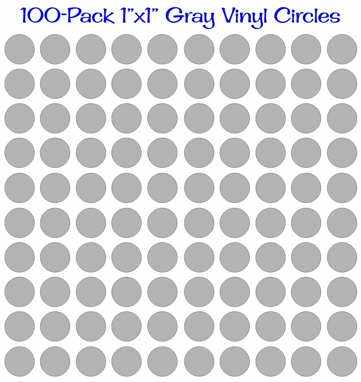100 pack – 1"x1" Round Gray Vinyl Stickers / Decals Circles Polka Dots Die Cut