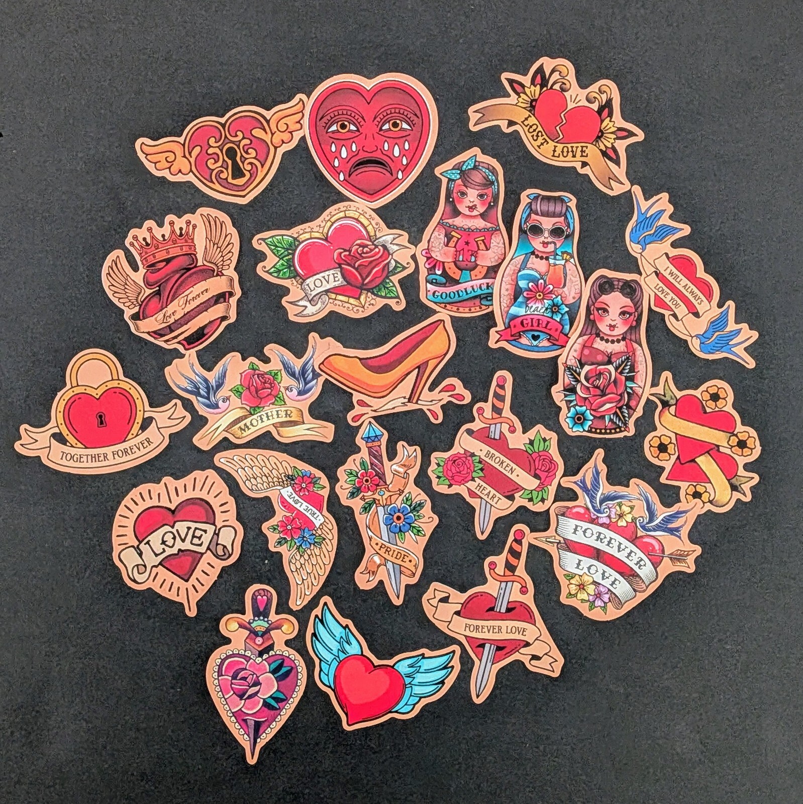Tattoo Stickers, TattooDecals, American Traditional Style Stickers