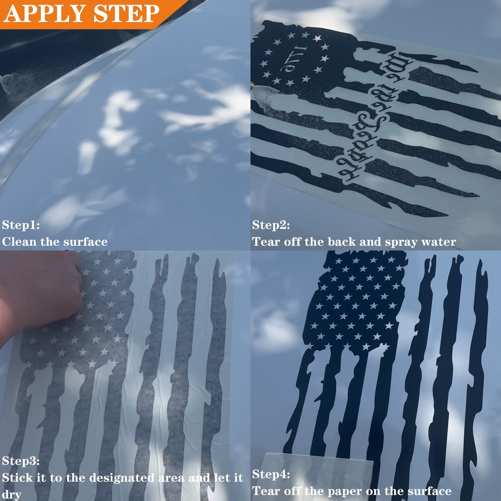 American Flag Truck Decal Vinyl Tailgate Sticker for Cars and Walls 16x9in