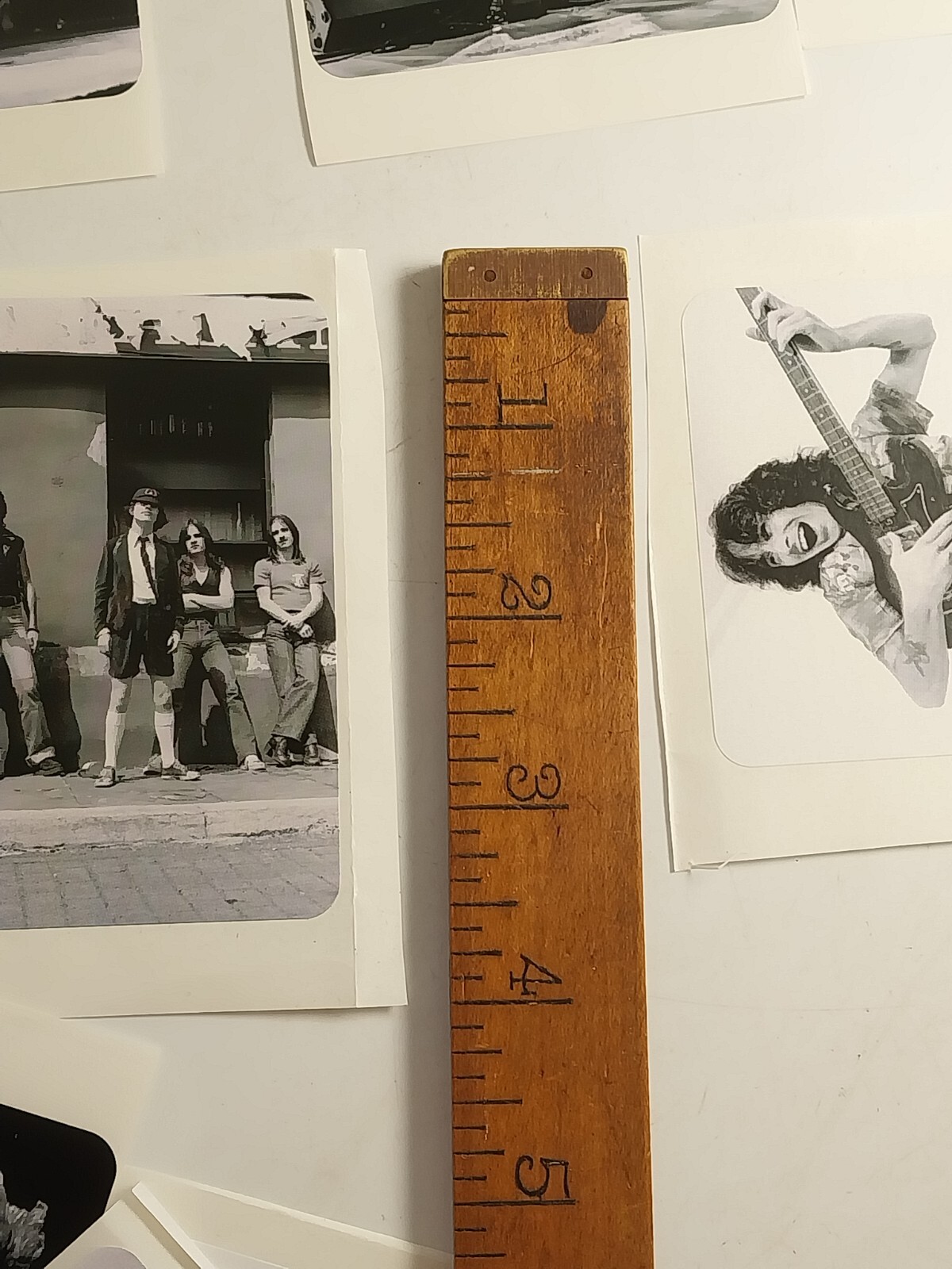 AC/DC 10 Stickers Lot B&W Photos Classic Rock Band ACDC Angus Young Malcom Phil