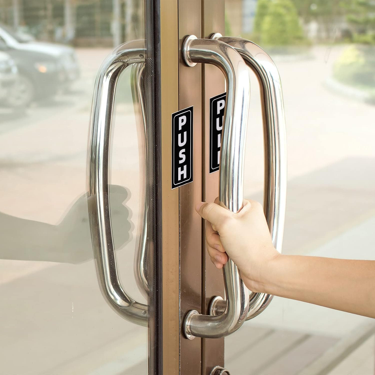 Push Pull Door Sign, 1 Set 2"x5" PVC Self-Adhesive Waterproof Vertical Pull Push