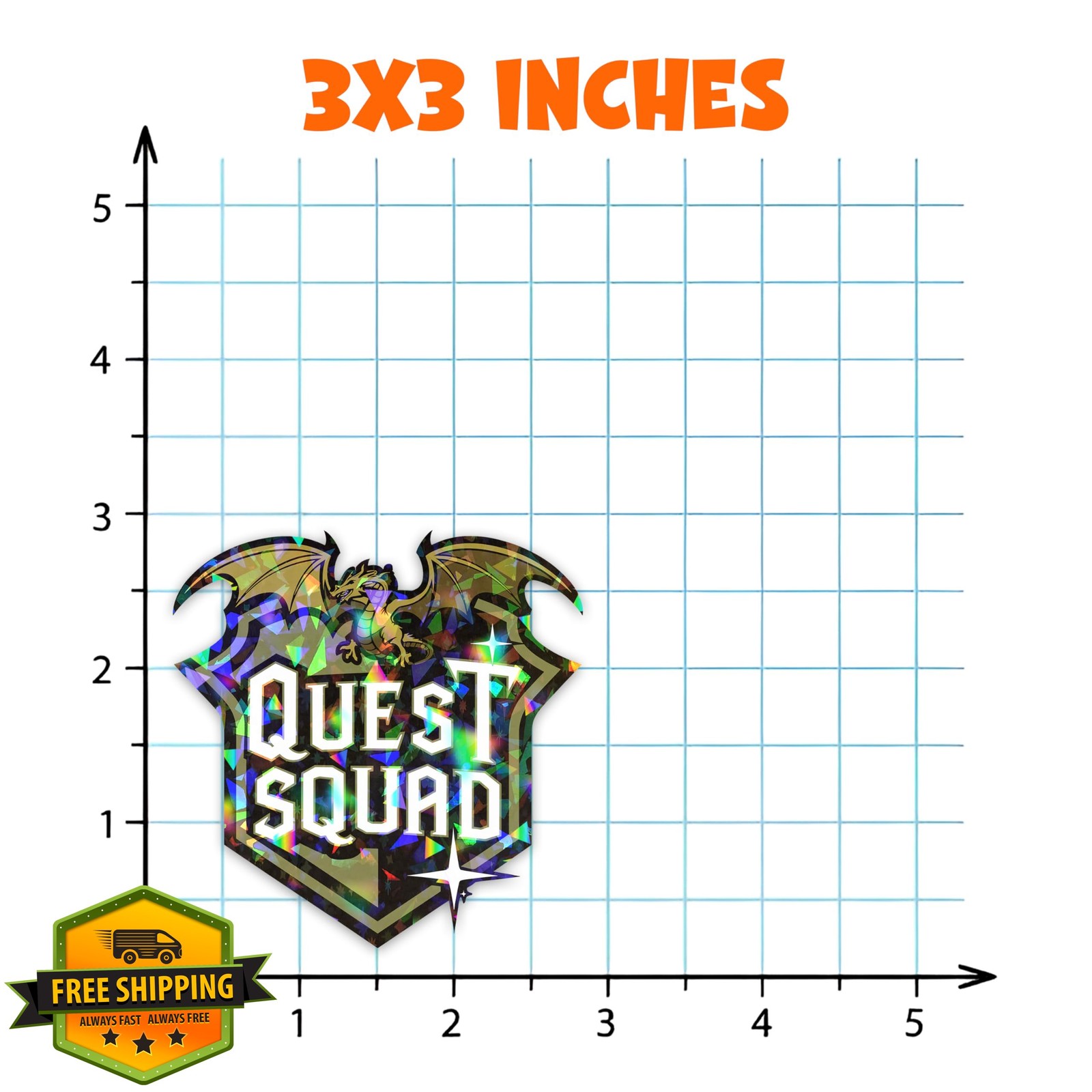 Generic Quest Squad Holographic Sticker Dragon