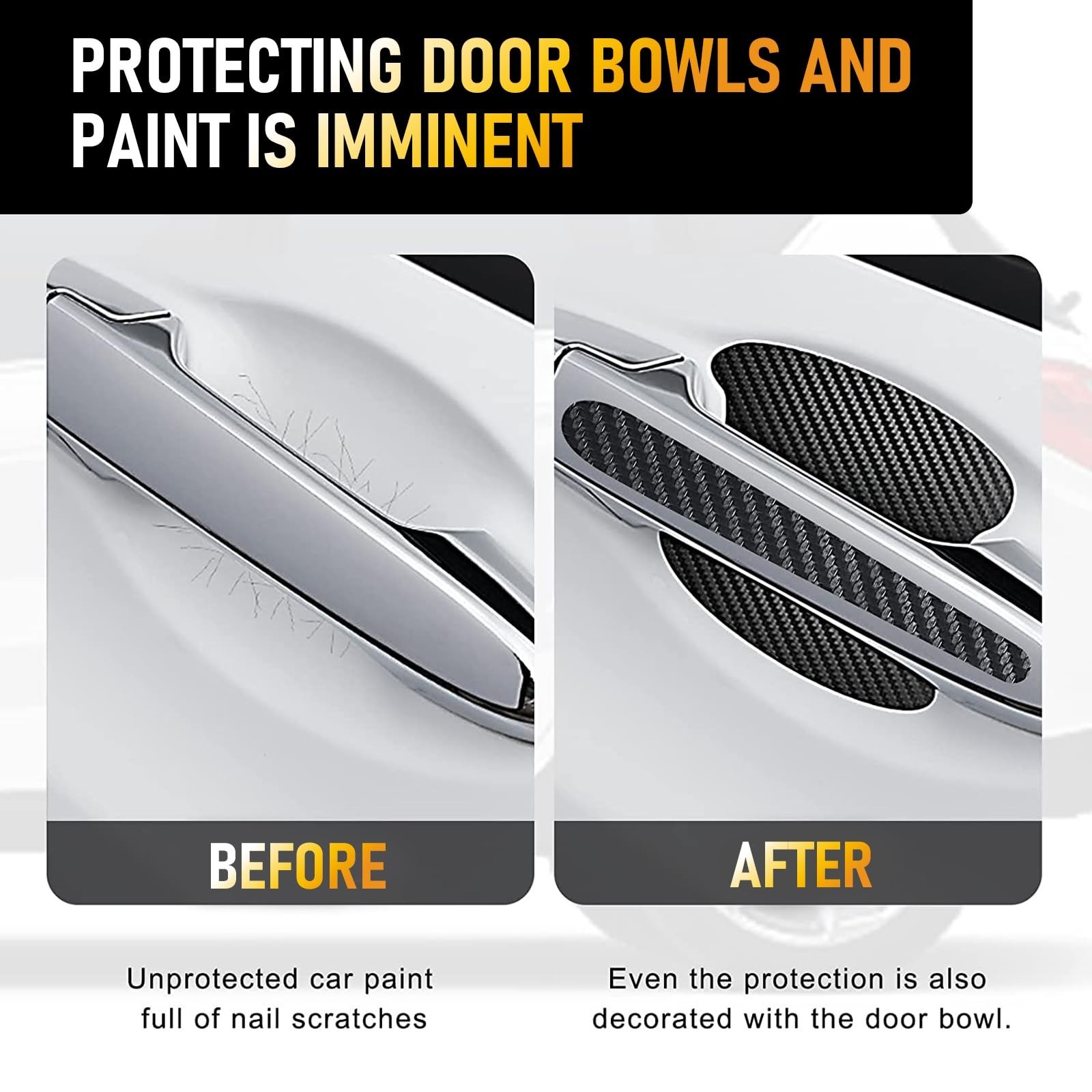 gunhunt 8 PCS Door Handle Scratch Protectors, Carbon Fiber Handle Cover Anti …