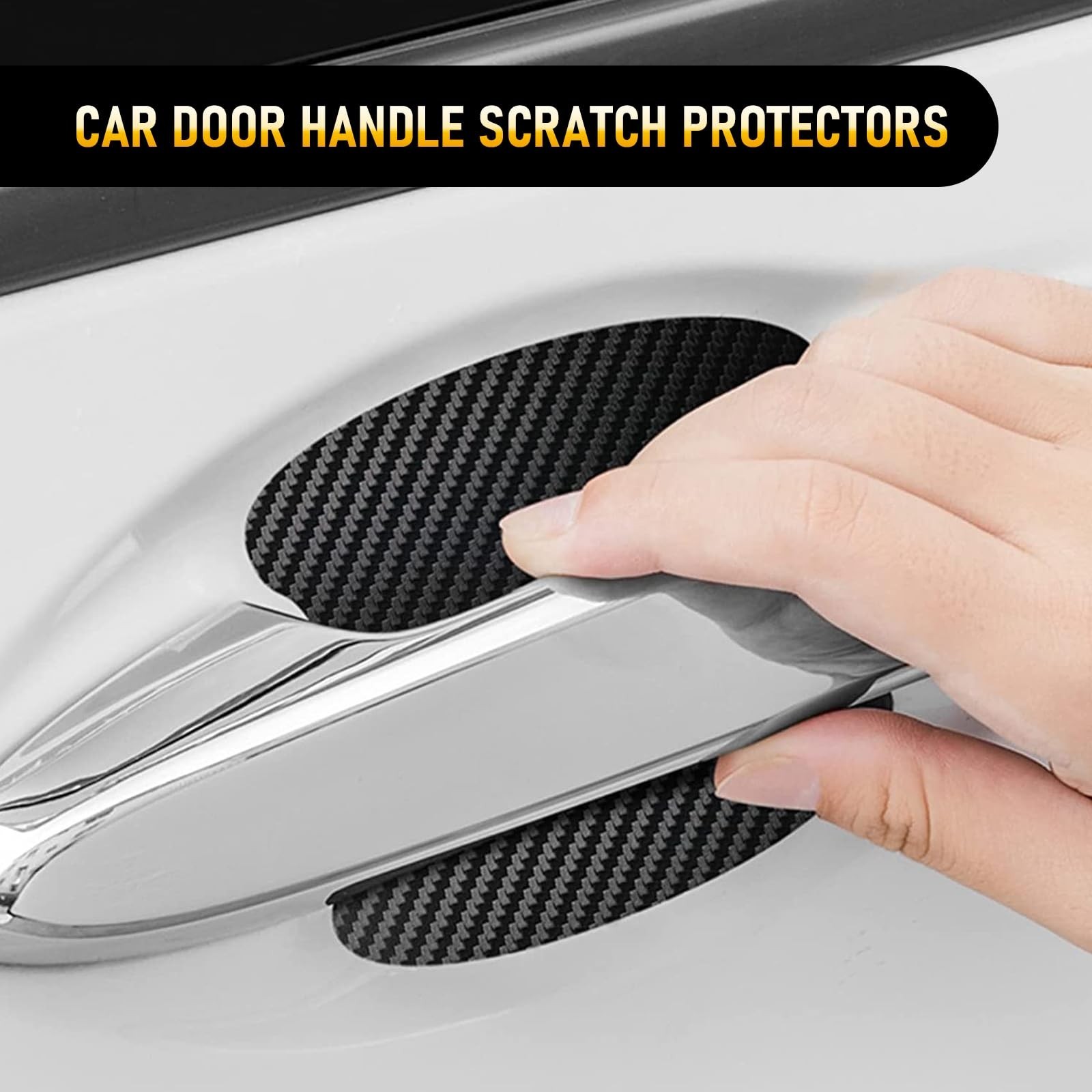 gunhunt 8 PCS Door Handle Scratch Protectors, Carbon Fiber Handle Cover Anti …