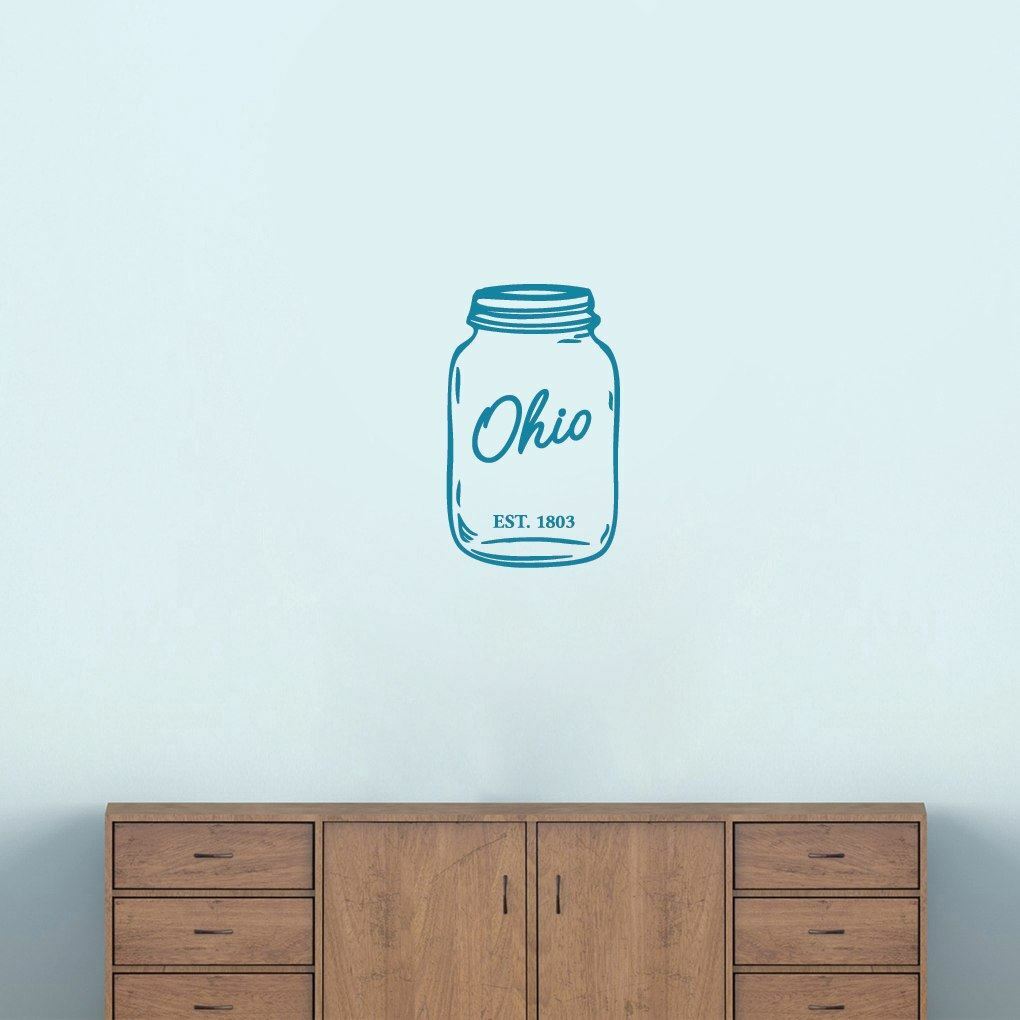 Ohio Mason Jar Wall Decal – State, Home, Farmhouse, Entryway, Living Room, Decor