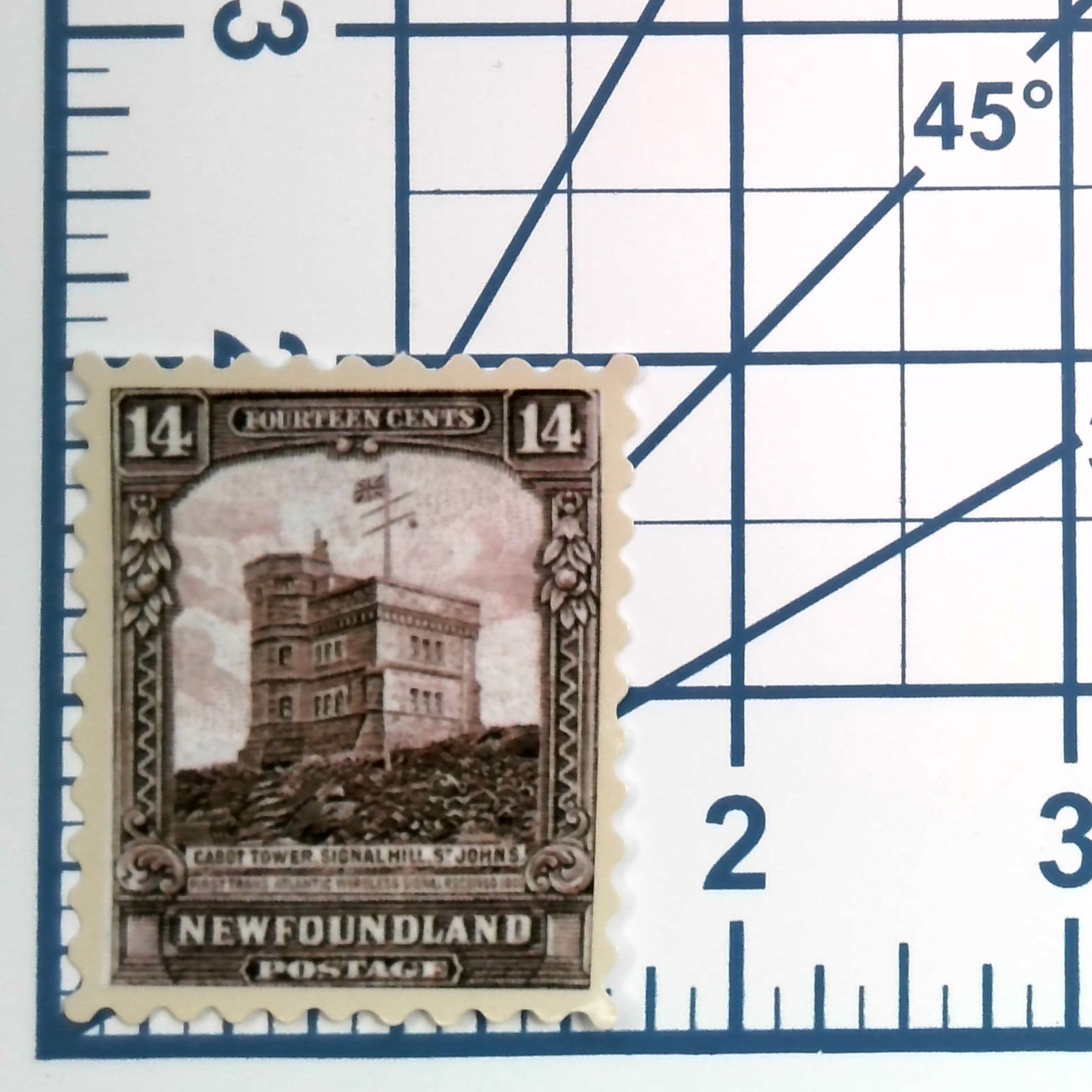 Vintage Newfoundland Postage Stamp Sticker Cabot Tower Signal Hill Vinyl Decal
