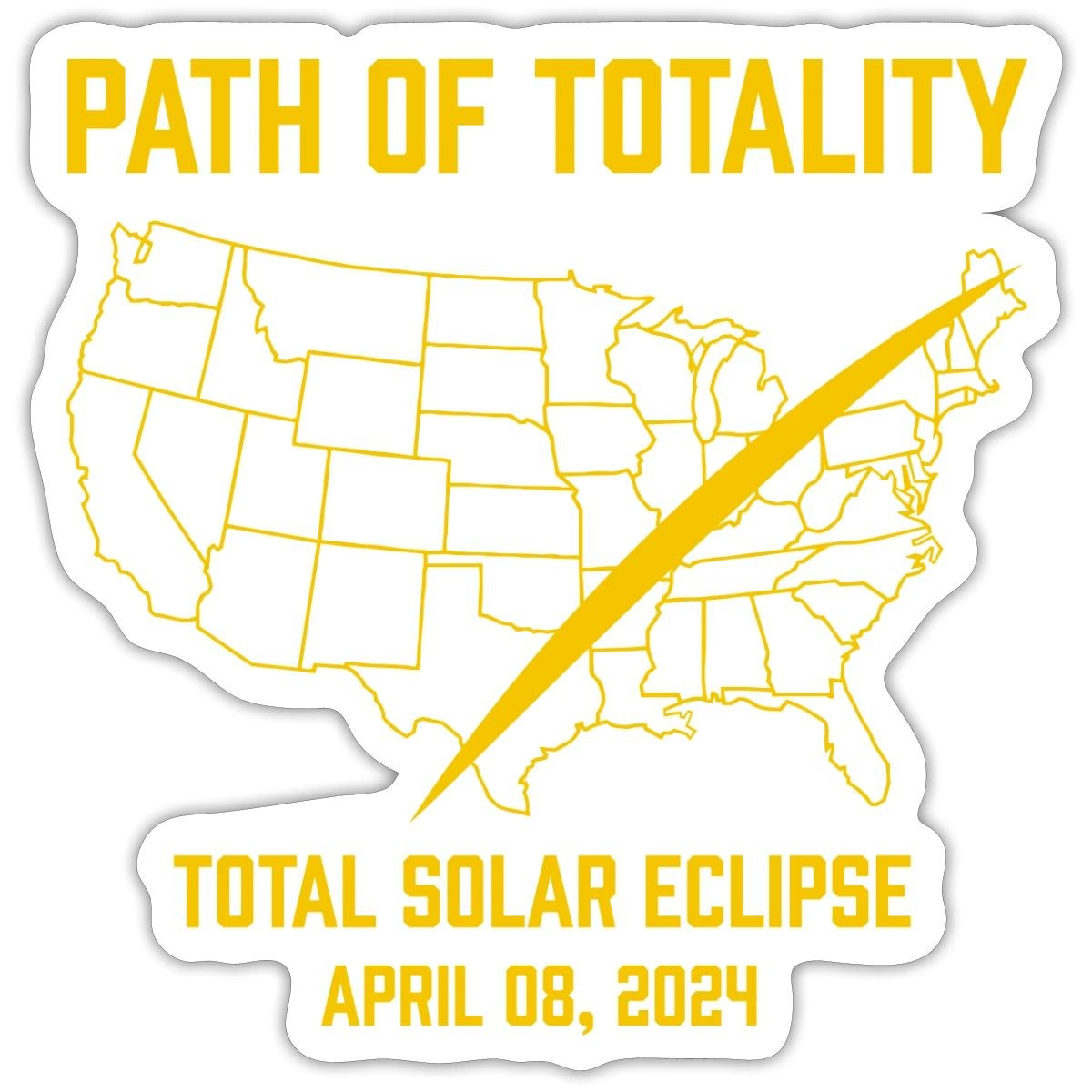 Solar Eclipse 2024 US Map Path of Totality Sticker, max. 4 x 4"