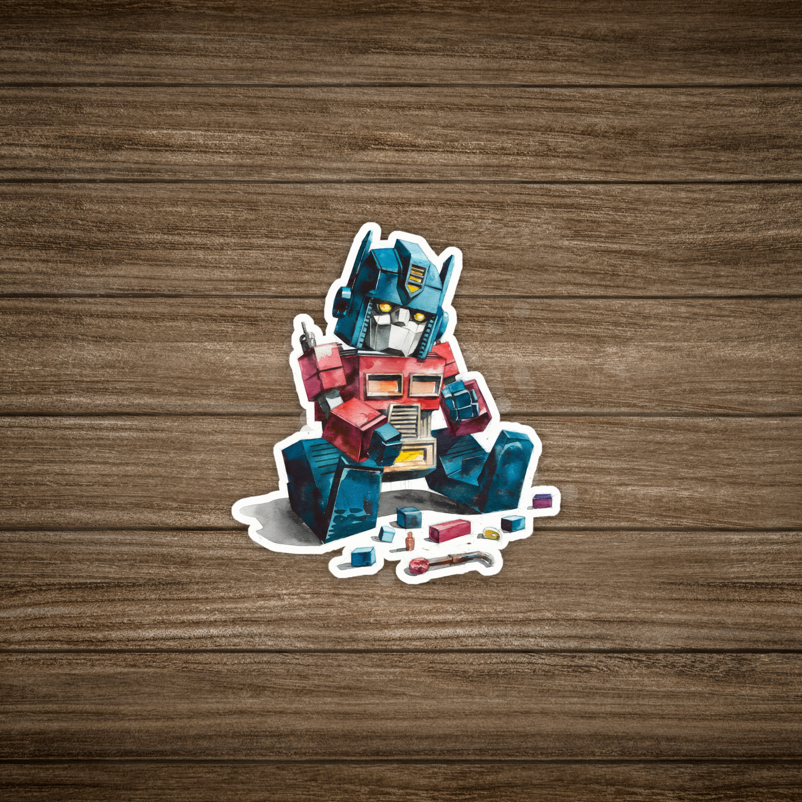 Transformers Optimus Prime Watercolor Sticker – Cute 80s Cartoon Robot Decal #10