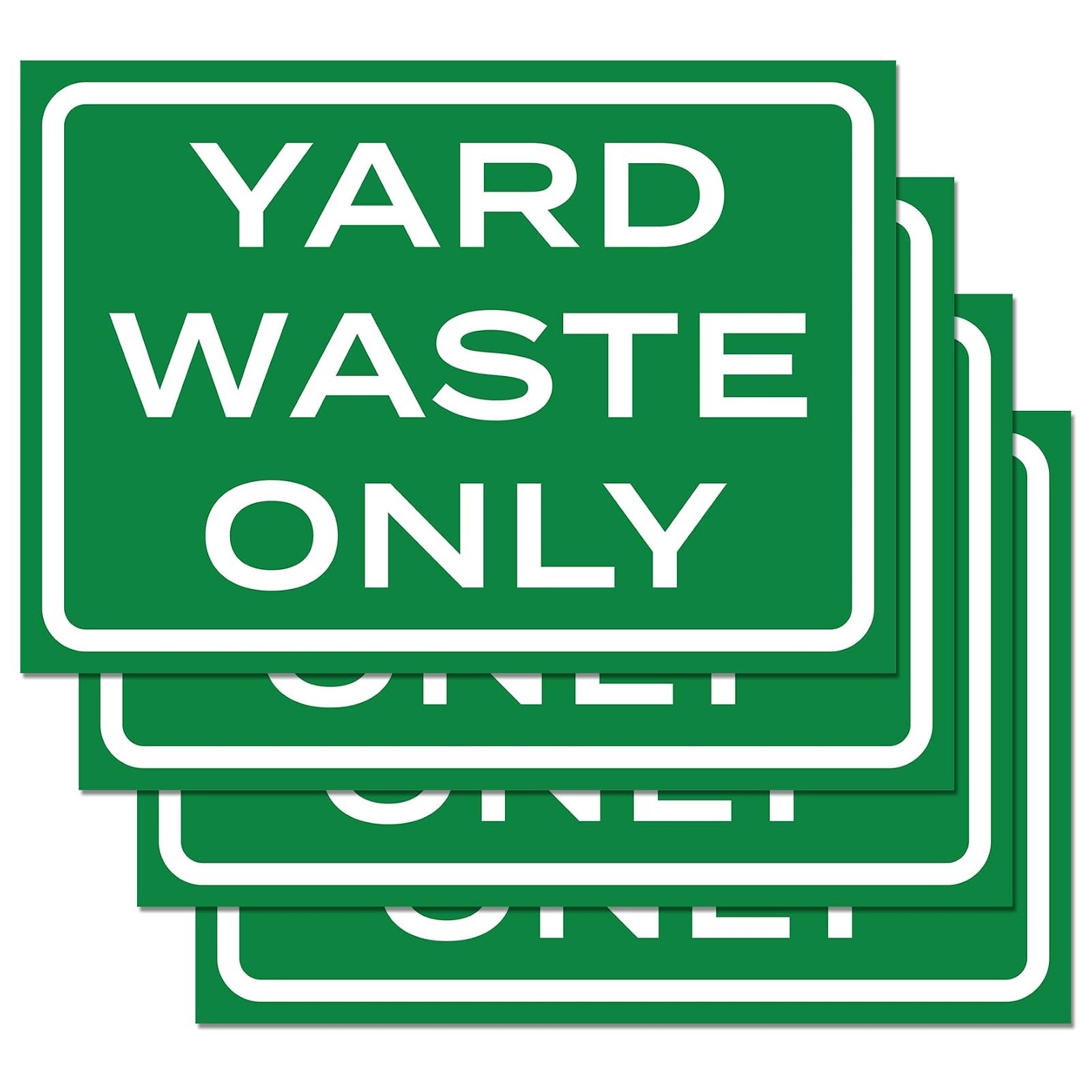 4pk Yard Waste Stickers 10"x7" Weatherproof Vinyl