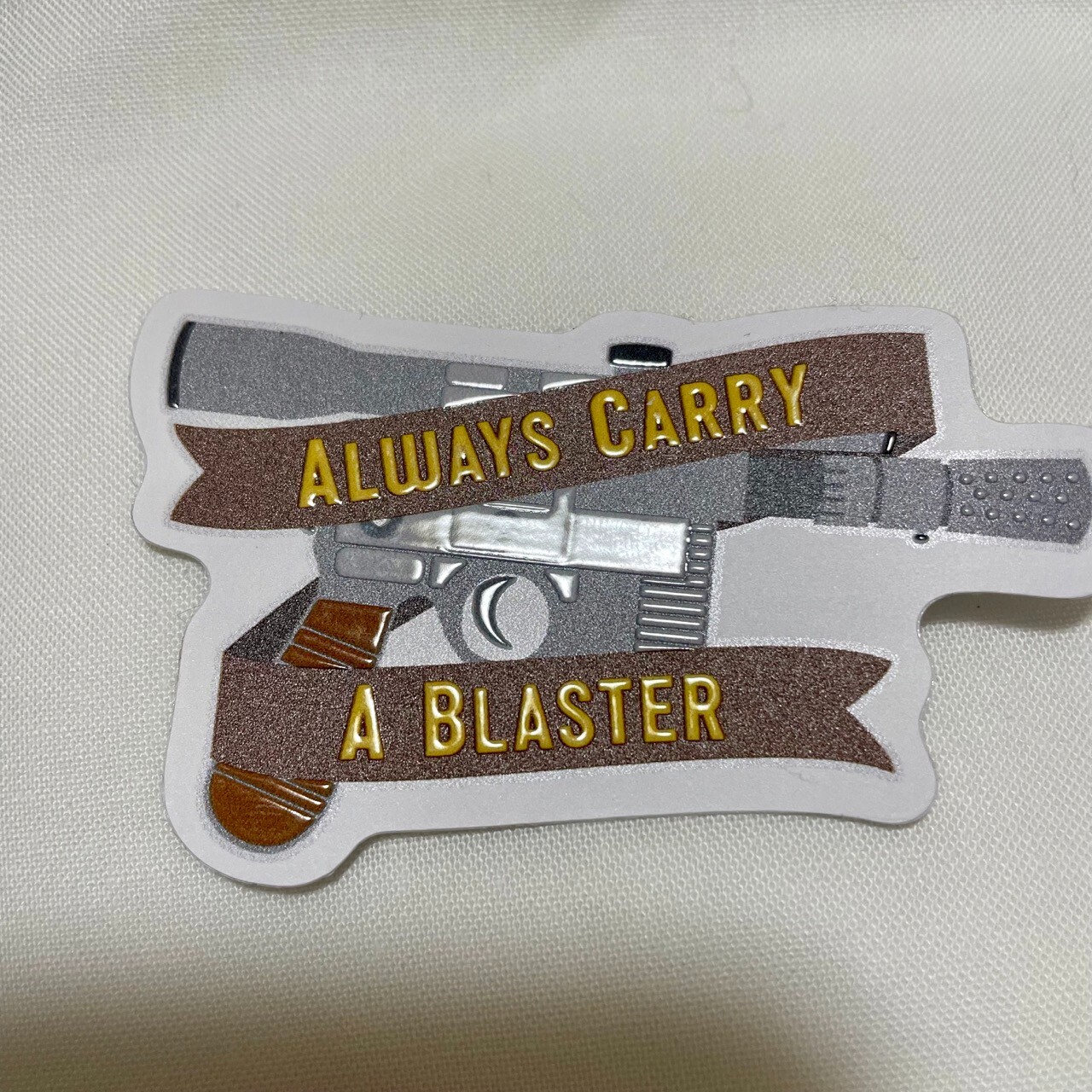 Always Carry A Blaster UV spot raised sticker Star Wars Han Solo Chewbacca