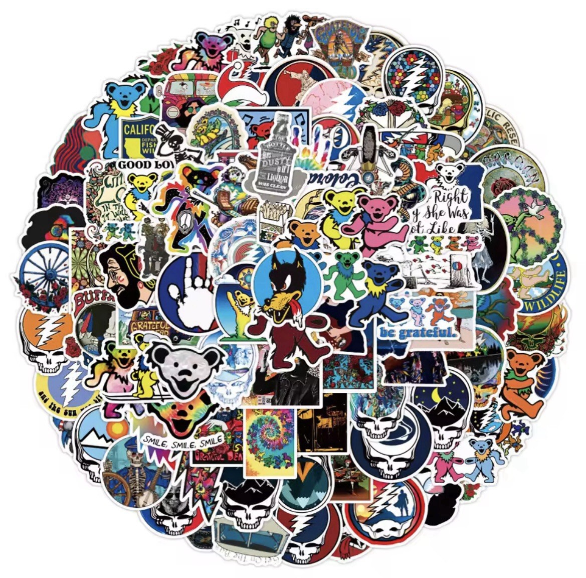 Grateful Rock Band Stickers 50pk Rock Music Dead Head Fun Stickers FREE SHIPPING