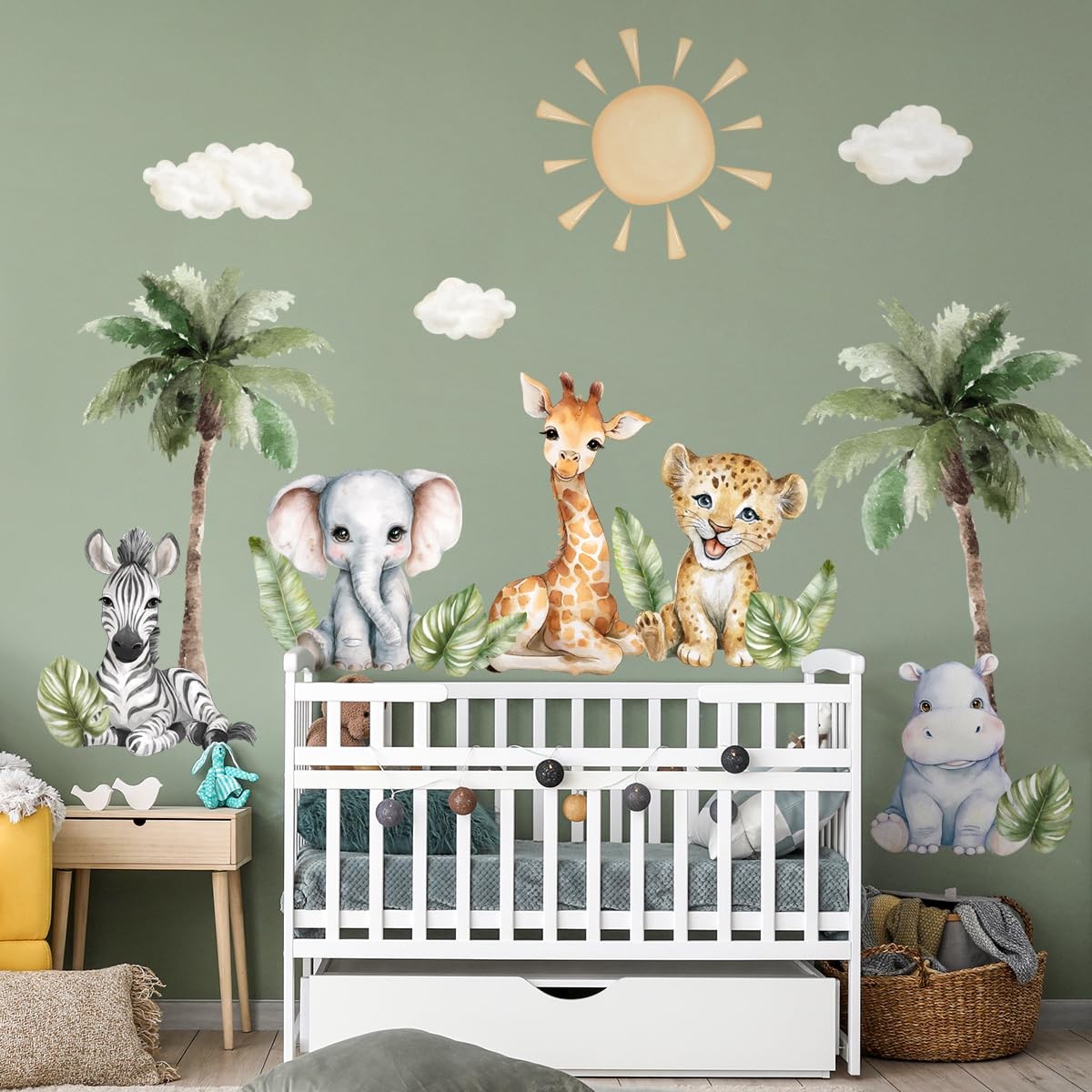 Safari Animals Wall Decal, Peel and Stick Nursery Animals Mural,Jungle Lion, …