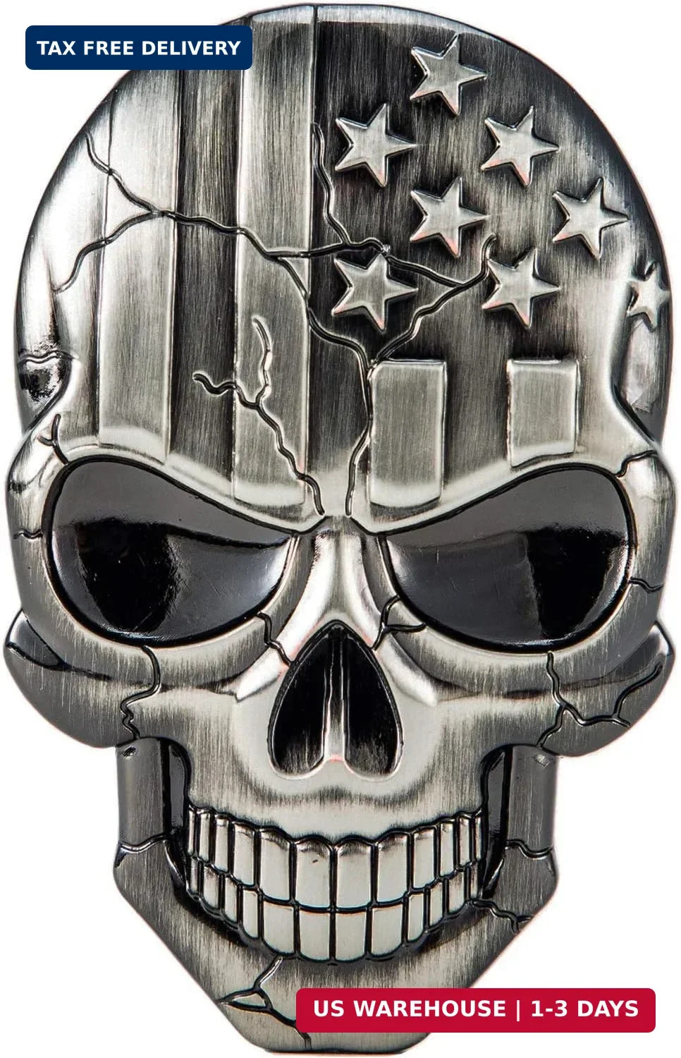 Dsycar 3D Skull Emblem USA Flag Solid Metal Car Sticker Decal Car Skeleton Emble