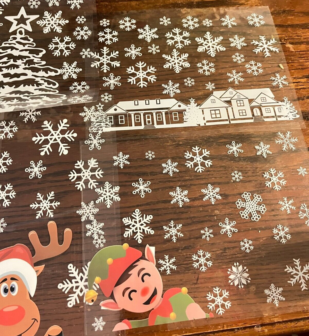 Set of 8 Christmas Window Stickers- Each sheet is a single piece