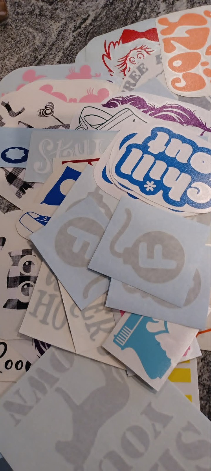 Vinyl Decals Assorted Mixed Lot Various Sizes and Themes 341 pieces