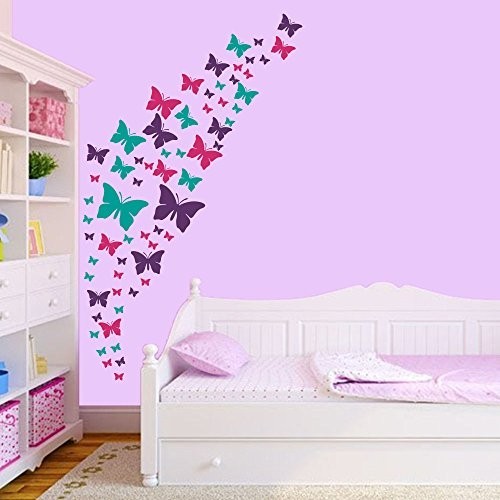 Butterfly Wall Decals Set – Purple, Pink & Turquoise Stickers for Nursery Decor,