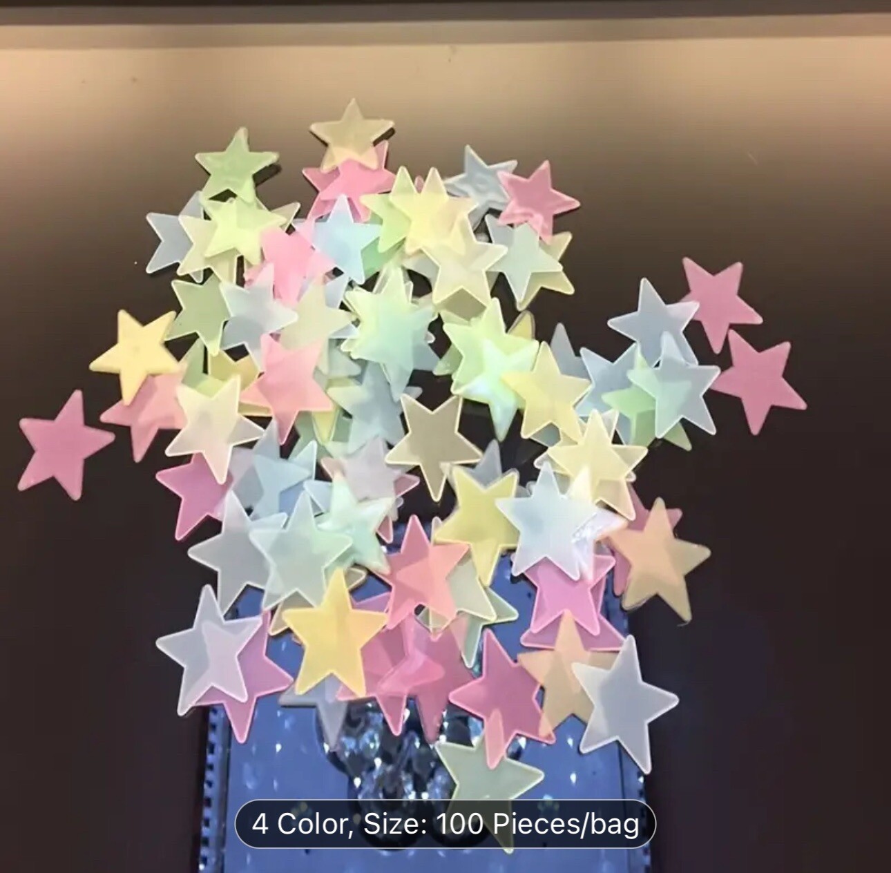 100PCS 3CM Luminous Star Wall Sticker Luminous Fluorescent 3D Kids Bedroom