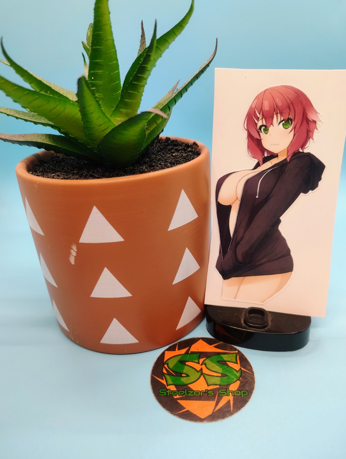 (4.5 Inches) Lewd Anime Girl – Oppai Jacket Girl – Water-Resistant Vinyl Sticker