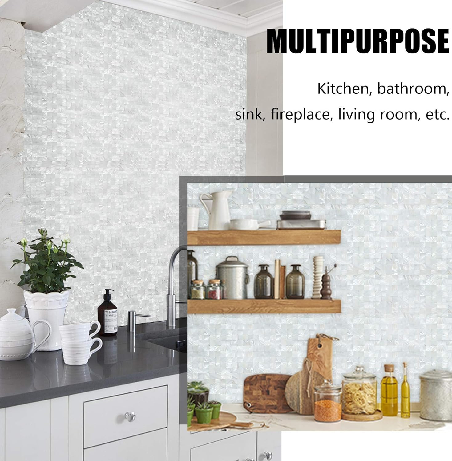 Peel and Stick Mosaic Shell Backsplash Sticker for Kitchen, Bedroom and Bathroom