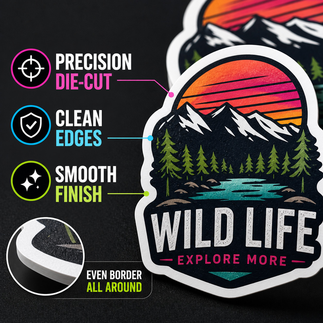 Premium Custom Vinyl Stickers Die Cut Waterproof Durable Gloss Labels Decals