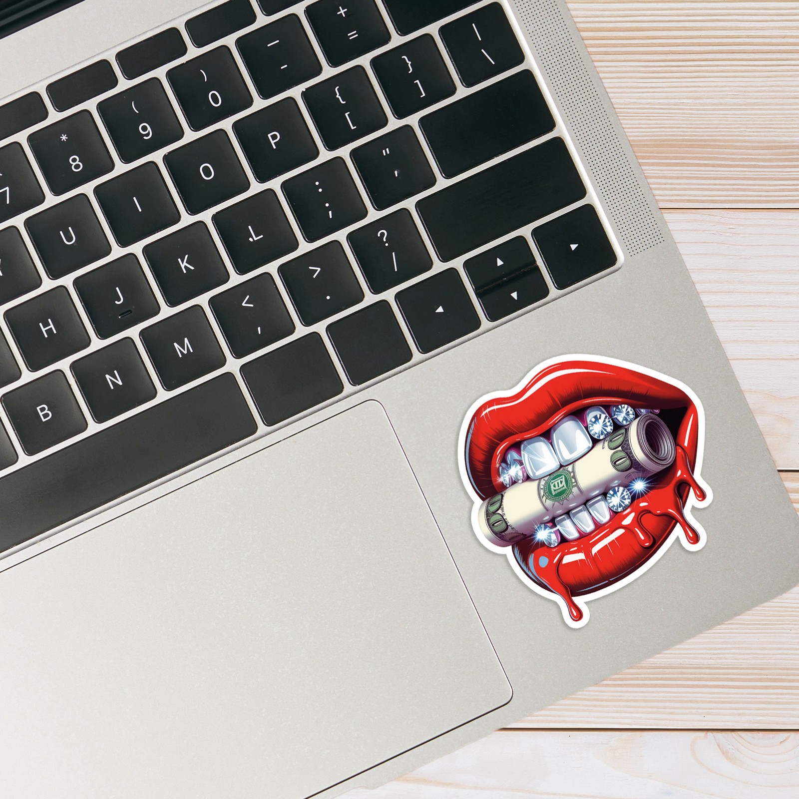 Red Lips with Grills – Vinyl Decal Sticker – Car Window Laptop – #1635