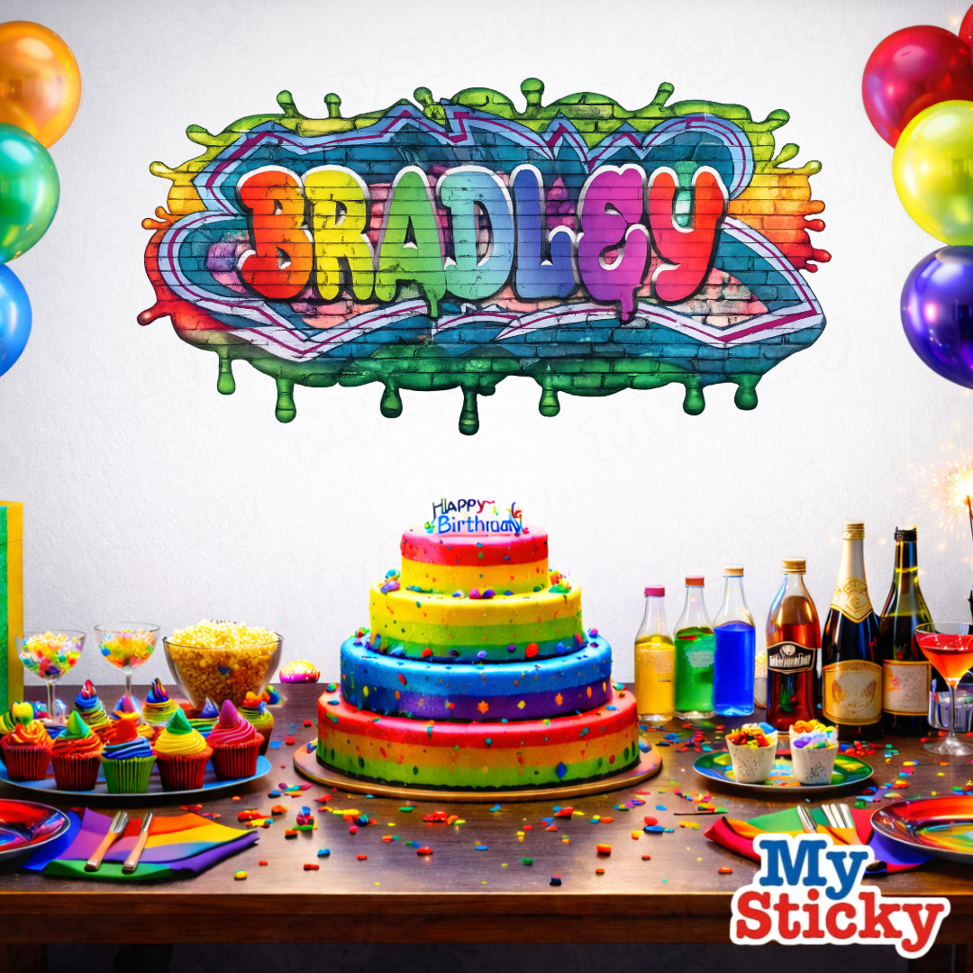 Rainbow Custom Name Drip Graffiti Wall Decor Vinyl Sticker Personalized Decal