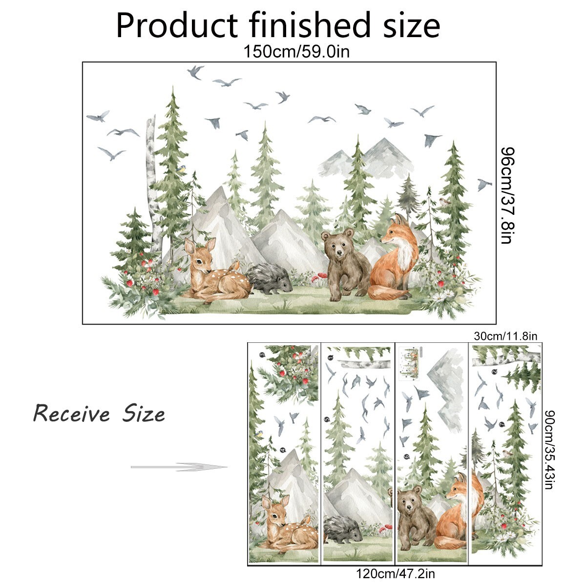 Nordic Forest Animals Wall Decals for Nursery, Kidsroom Wall Stickers Baby Room
