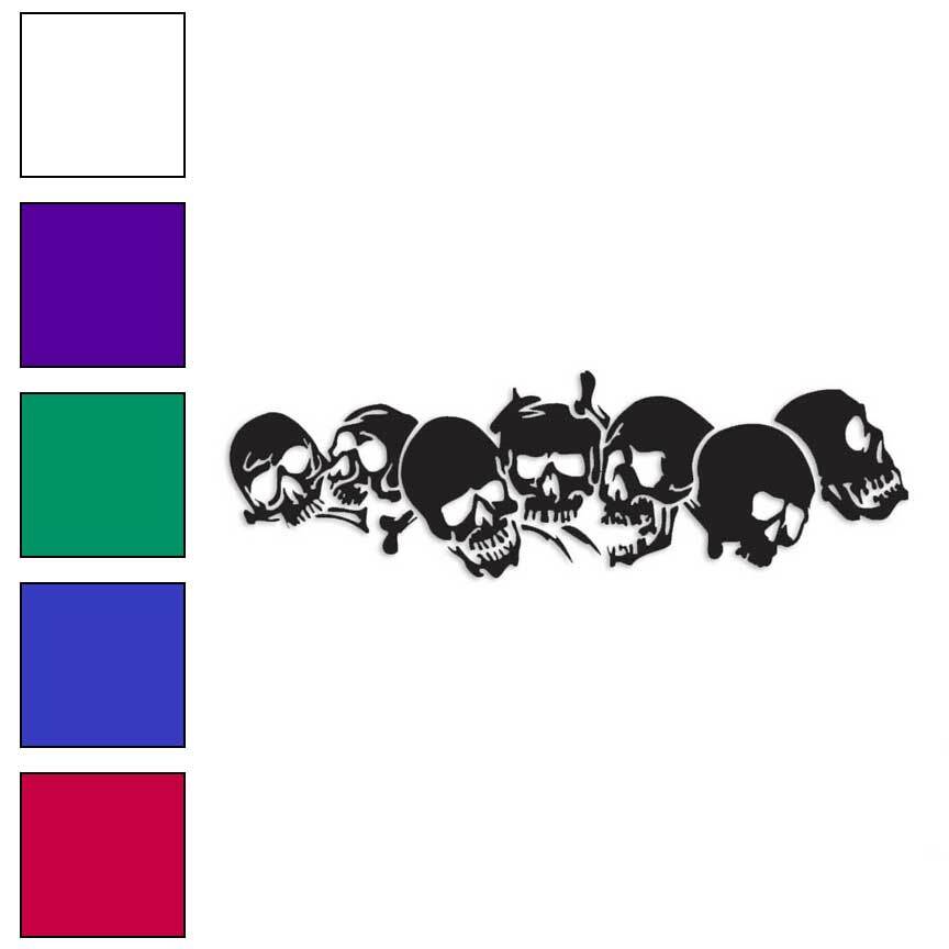 Row of Skulls, Vinyl Decal Sticker, Multiple Colors & Sizes #1003